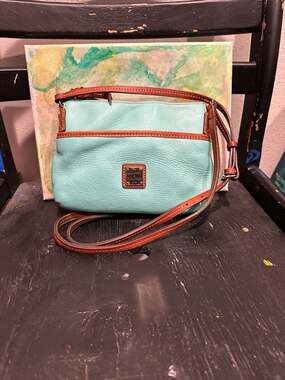 Dooney & Bourke Pebble Grain Leather Ginger Crossbody Bag in Aqua